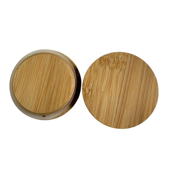 Bamboo Yogurt Jar Lids With Seal Fits Oui Glass Jars Set Of 8 With Labels - Picture 3 of 3